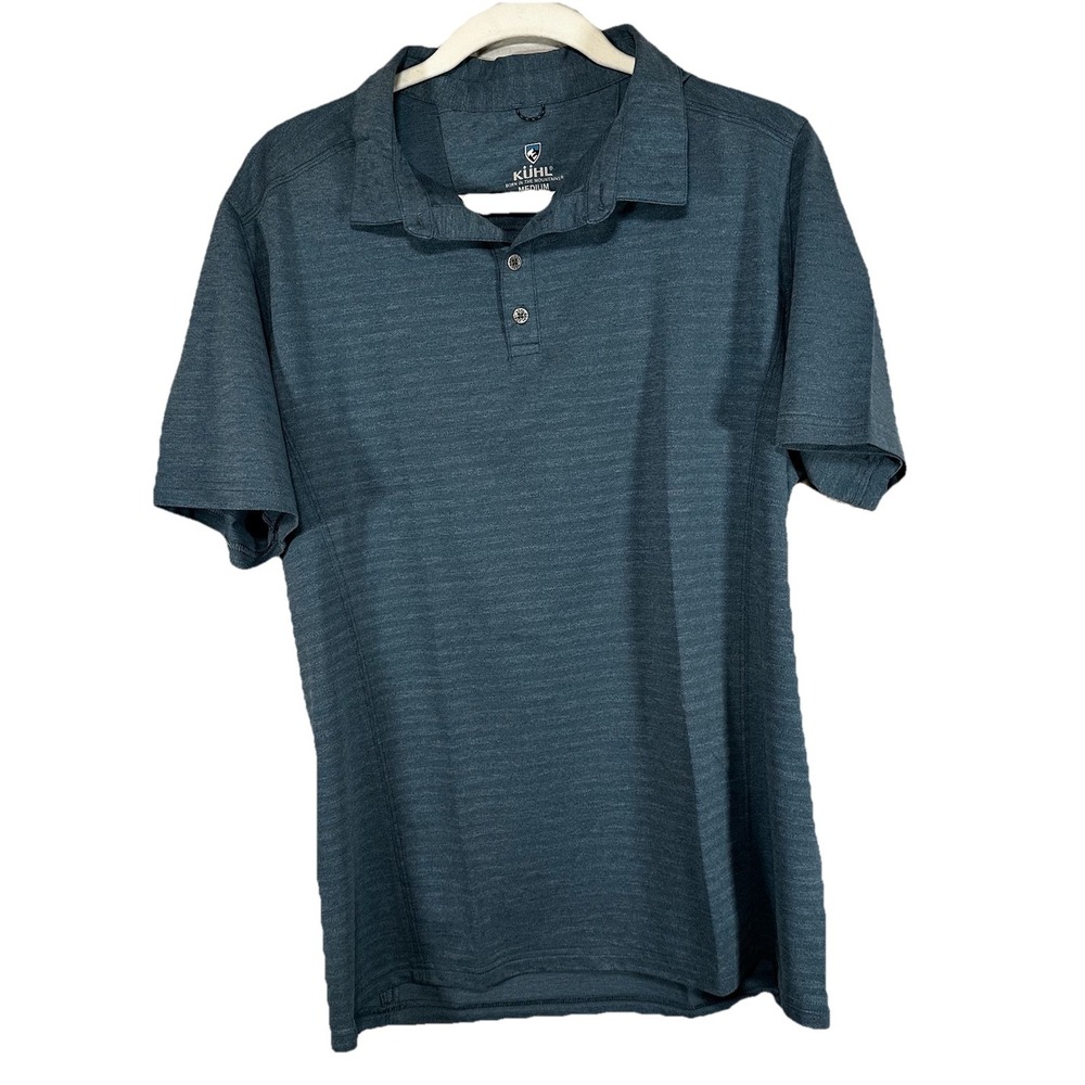 Kuhl AirKuhl Polo Mens Medium Blue Performance‎ Stretch Active Lightweight Shirt